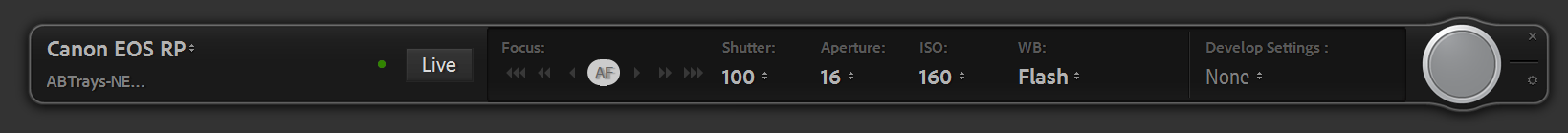 Screen shot of the UI of Lightroom control bar